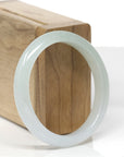 Baikalla Natural Icy Light Green Jadeite Jade Oval Bangle (54.8mm) 