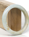 Baikalla Natural Light Green & Sajin (Golden Dust) Jadeite Jade "Half Round" Bangle Bracelet (59.7mm) 