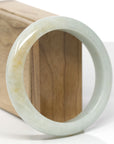 Baikalla Natural Light Green & Sajin (Golden Dust) Jadeite Jade "Half Round" Bangle Bracelet (59.7mm) 