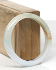 Baikalla Natural Light Yellow-Green & Sajin (Golden Dust) Jadeite Jade "Half Round" Bangle Bracelet (56.9mm) 
