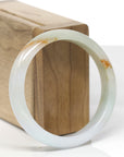 Baikalla Natural Light Yellow-Green & Sajin (Golden Dust) Jadeite Jade "Half Round" Bangle Bracelet (56.9mm) 