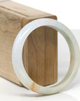 Baikalla Natural Light Yellow-Green & Sajin (Golden Dust) Jadeite Jade "Half Round" Bangle Bracelet (56.9mm) 