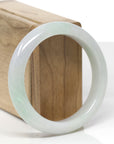 Baikalla Natural Light Green & Faint Lavender Jadeite Jade "Half Round" Bangle Bracelet (56mm) 