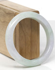 Baikalla Natural Light Green & Faint Lavender Jadeite Jade "Half Round" Bangle Bracelet (56mm) 