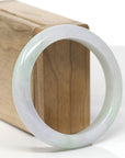 Baikalla Natural Light Green & Faint Lavender Jadeite Jade "Half Round" Bangle Bracelet (56mm) 