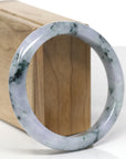 Baikalla Natural Light Lavender W/ Deep Blue-Green Flowers Jadeite Jade "Half Round" Bangle Bracelet (59.6mm) 