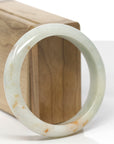 Baikalla Natural Light Yellow-Green & Sajin (Golden Dust) Jadeite Jade "Half Round" Bangle Bracelet (57.4mm) 