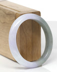 Baikalla Natural Icy Light Lavender & Oil-Green Jadeite Jade "Oval" Bangle Bracelet (55.3mm) 