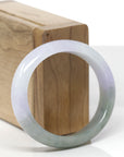 Baikalla Natural Icy Light Lavender & Oil-Green Jadeite Jade "Oval" Bangle Bracelet (55.3mm) 