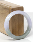 Baikalla Natural Icy Light Lavender & Oil-Green Jadeite Jade "Oval" Bangle Bracelet (55.3mm) 