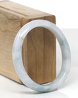 Baikalla Natural Light Blue-Green Flower Jadeite Jade "Oval" Bangle Bracelet (55.4mm) 