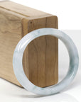 Baikalla Natural Light Blue-Green Flower Jadeite Jade "Oval" Bangle Bracelet (55.4mm) 
