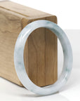 Baikalla Natural Light Blue-Green Flower Jadeite Jade "Oval" Bangle Bracelet (55.4mm) 