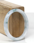 Baikalla Natural Light Blue-Green Flower Jadeite Jade "Oval" Bangle Bracelet (55.4mm) 