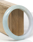 Baikalla Natural Light Blue-Green & Sajin (Golden Dust) Jadeite Jade "Half Round" Bangle Bracelet (60.4mm) 