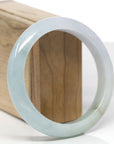 Baikalla Natural Light Blue-Green & Sajin (Golden Dust) Jadeite Jade "Half Round" Bangle Bracelet (60.4mm) 