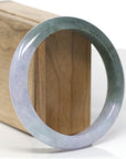 Baikalla Natural Deep Oil-Green & Lavender Jadeite Jade "Half Round" Bangle Bracelet (61.5mm) 