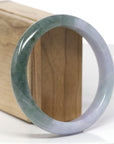 Baikalla Natural Deep Oil-Green & Lavender Jadeite Jade "Half Round" Bangle Bracelet (61.5mm) 
