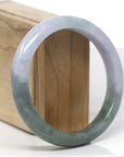 Baikalla Natural Deep Oil-Green & Lavender Jadeite Jade "Half Round" Bangle Bracelet (61.5mm) 