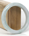 Baikalla Natural Light Blue-Green Jadeite Jade "Half Round" Bangle Bracelet (63mm) 