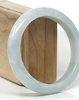 Baikalla Natural Light Blue-Green Jadeite Jade "Half Round" Bangle Bracelet (63mm) 