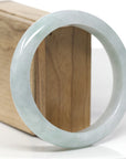 Baikalla Natural Light Blue-Green Jadeite Jade "Half Round" Bangle Bracelet (63mm) 