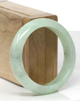 Baikalla Natural Icy Apple-Green W/ Black Wuji Freckles Jadeite Jade "Half Round" Bangle Bracelet (53.8mm) 