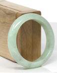Baikalla Natural Icy Apple-Green W/ Black Wuji Freckles Jadeite Jade "Half Round" Bangle Bracelet (53.8mm) 