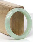 Baikalla Natural Icy Apple-Green W/ Black Wuji Freckles Jadeite Jade "Half Round" Bangle Bracelet (53.8mm) 