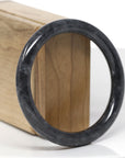 Baikalla Natural Black Wuji Jadeite Jade "Traditional Round" Bangle Bracelet (58.5mm) 