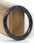 Baikalla Natural Black Wuji Jadeite Jade "Traditional Round" Bangle Bracelet (58.5mm) 