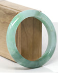 Baikalla Natural Vibrant Apple-Green & Deep Green Jadeite Jade "Half Round" Bangle Bracelet (56.5mm) 