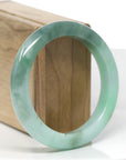 Baikalla Natural Vibrant Apple-Green & Deep Green Jadeite Jade "Half Round" Bangle Bracelet (56.5mm) 