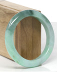 Baikalla Natural Vibrant Apple-Green & Deep Green Jadeite Jade "Half Round" Bangle Bracelet (56.5mm) 