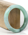 Baikalla Natural Vibrant Apple-Green & Deep Green Jadeite Jade "Half Round" Bangle Bracelet (56.5mm) 