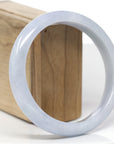Baikalla Natural Light Lavender & Faint Green Jadeite Jade "Half Round" Bangle Bracelet (64.8mm) 