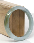 Baikalla Natural Blue-Green & Rich Yellow-Green Patch Jadeite Jade "Half Round" Bangle Bracelet (59.3mm) 