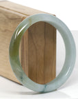 Baikalla Natural Blue-Green & Rich Yellow-Green Patch Jadeite Jade "Half Round" Bangle Bracelet (59.3mm) 