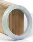 Baikalla Natural Light Blue-Green & Lavender Jadeite Jade "Half Round" Bangle Bracelet (59.1mm) 