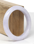 Baikalla Natural Icy Light Lavender Jadeite Jade "Half Round" Bangle Bracelet (56.6mm) 