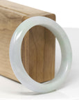 Baikalla Natural Icy Light Green & Lavender Jadeite Jade "Half Round" Bangle Bracelet (55.2mm) 