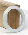 Baikalla Natural Icy Light Green & Lavender Jadeite Jade "Half Round" Bangle Bracelet (55.2mm) 