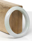 Baikalla Natural Icy Light Green & Lavender Jadeite Jade "Half Round" Bangle Bracelet (55.2mm) 
