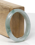 Baikalla Natural Icy Blue-Green Flower Jadeite Jade "Oval" Bangle Bracelet (56mm) 