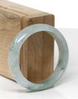 Baikalla Natural Icy Blue-Green Flower Jadeite Jade "Oval" Bangle Bracelet (56mm) 