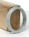 Baikalla Natural Icy Blue-Green Flower Jadeite Jade "Oval" Bangle Bracelet (56mm) 
