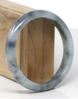 Baikalla Natural Black Wuji Jadeite Jade "Half Round" Bangle Bracelet (62.5mm) 