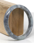 Baikalla Natural Black Wuji Jadeite Jade "Half Round" Bangle Bracelet (62.5mm) 