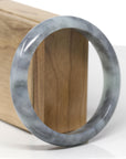 Baikalla Natural Black Wuji Jadeite Jade "Half Round" Bangle Bracelet (62.5mm) 