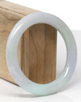 Baikalla Natural Light Green & Lavender Jadeite Jade "Traditional Round" Bangle Bracelet (56.2mm) 